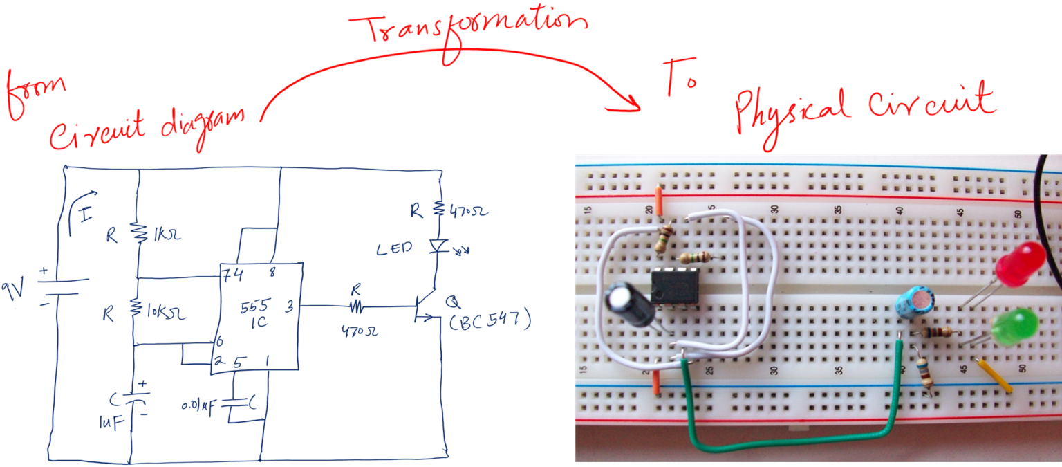 Conversion of circuit schematic to breadboard prototype