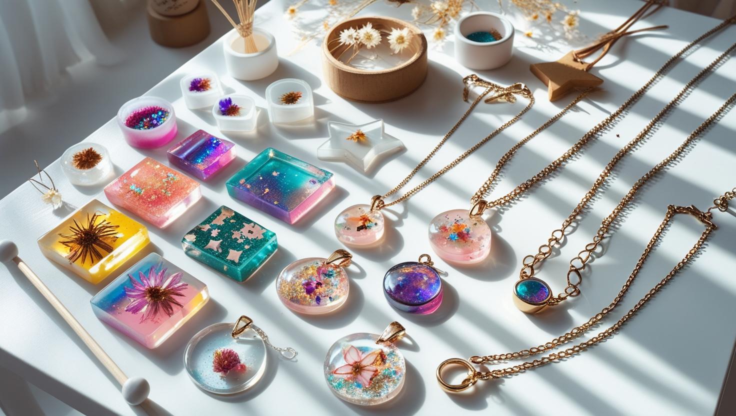 Sparkly Resin Jewelry (Pendants, Bracelets, Rings)