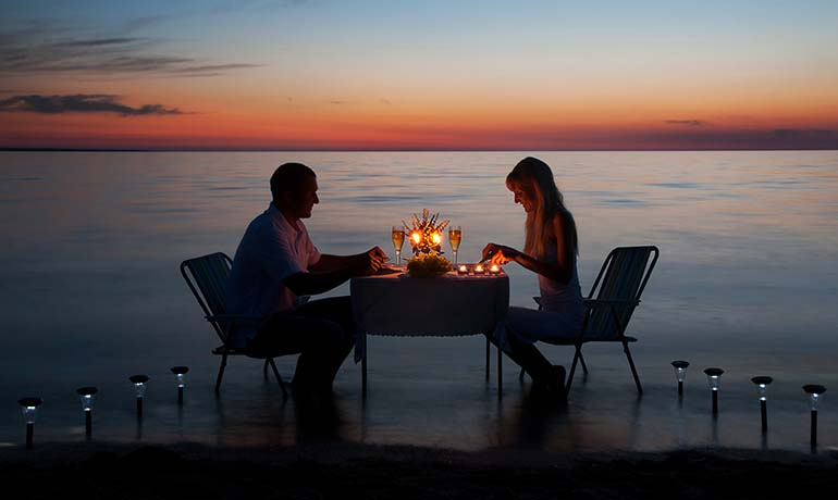 A romantic candle-light dinner is all you need with your partner