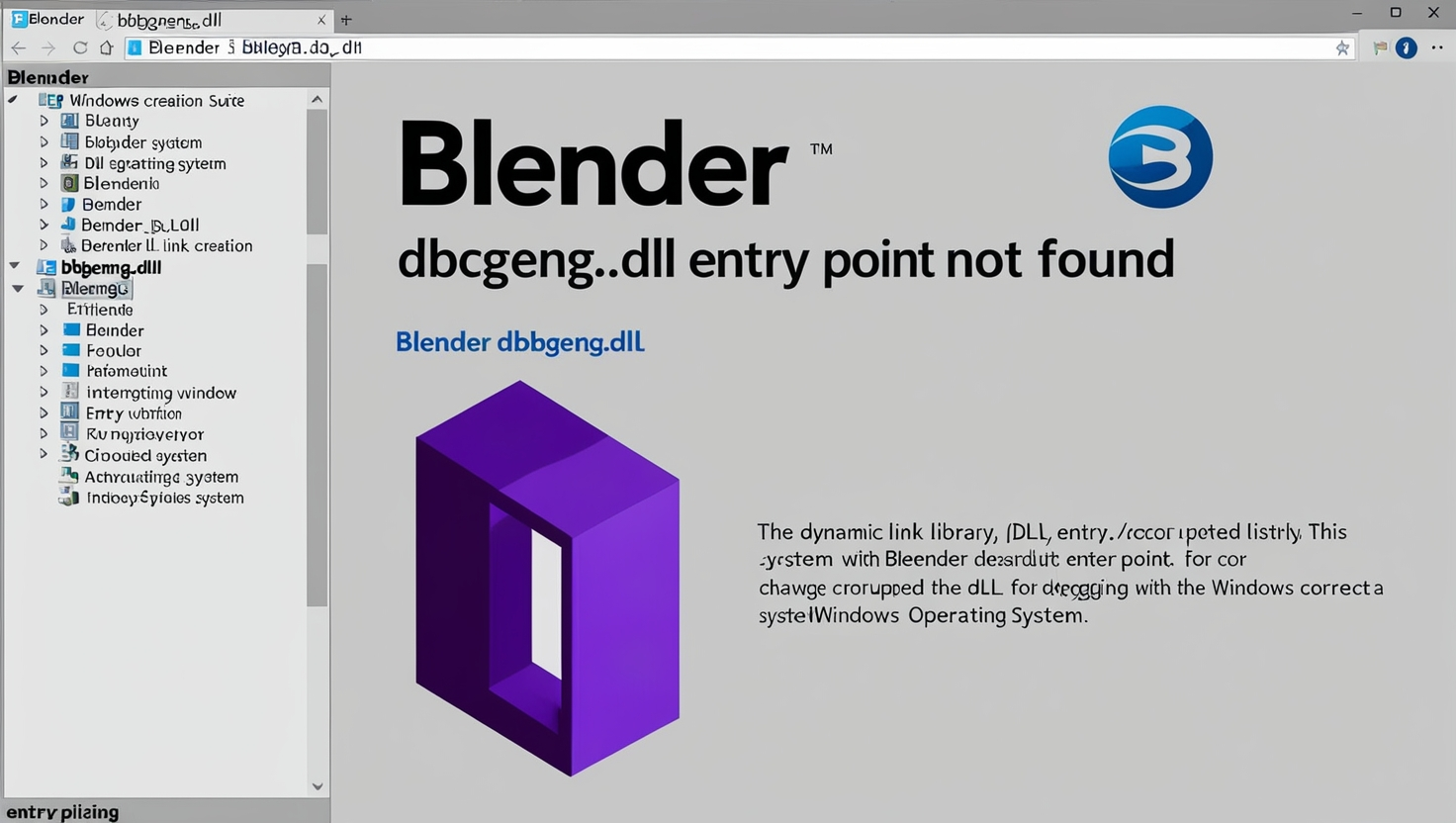 blender dbgeng.dll Entry Point Not Found