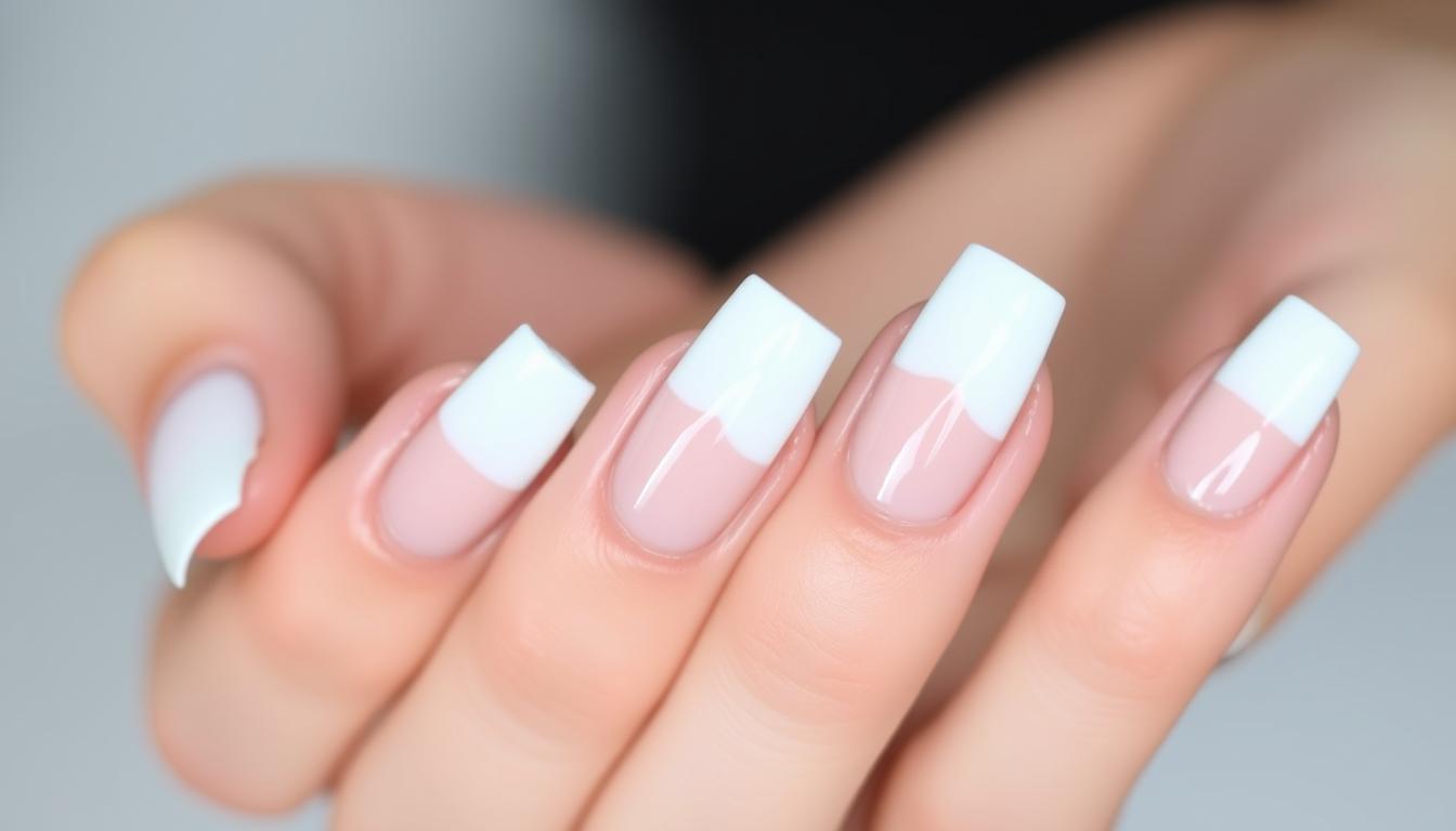 white french tip nails short