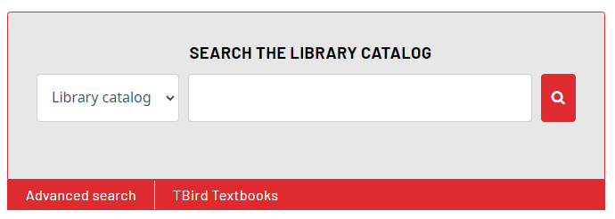 screenshot of the basic search bar of the library catalog.