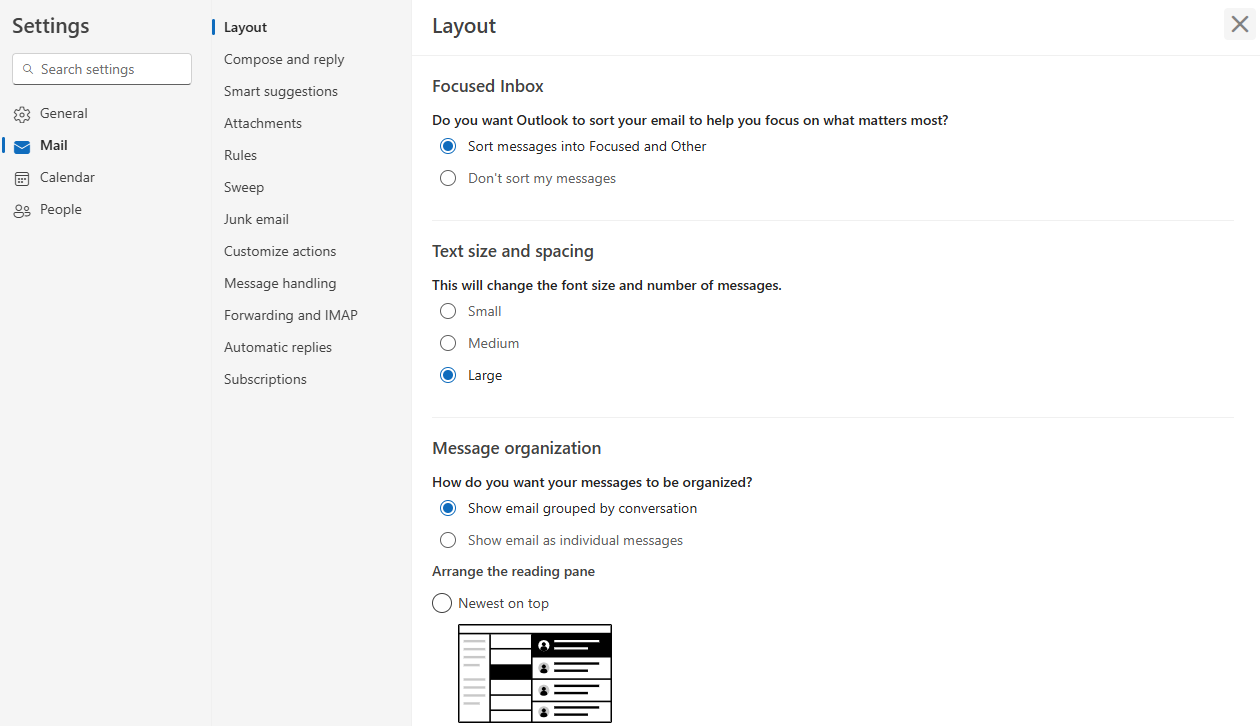 Outlook has a lot of customization features, but they're more difficult to navigate and set up for a beginner. 