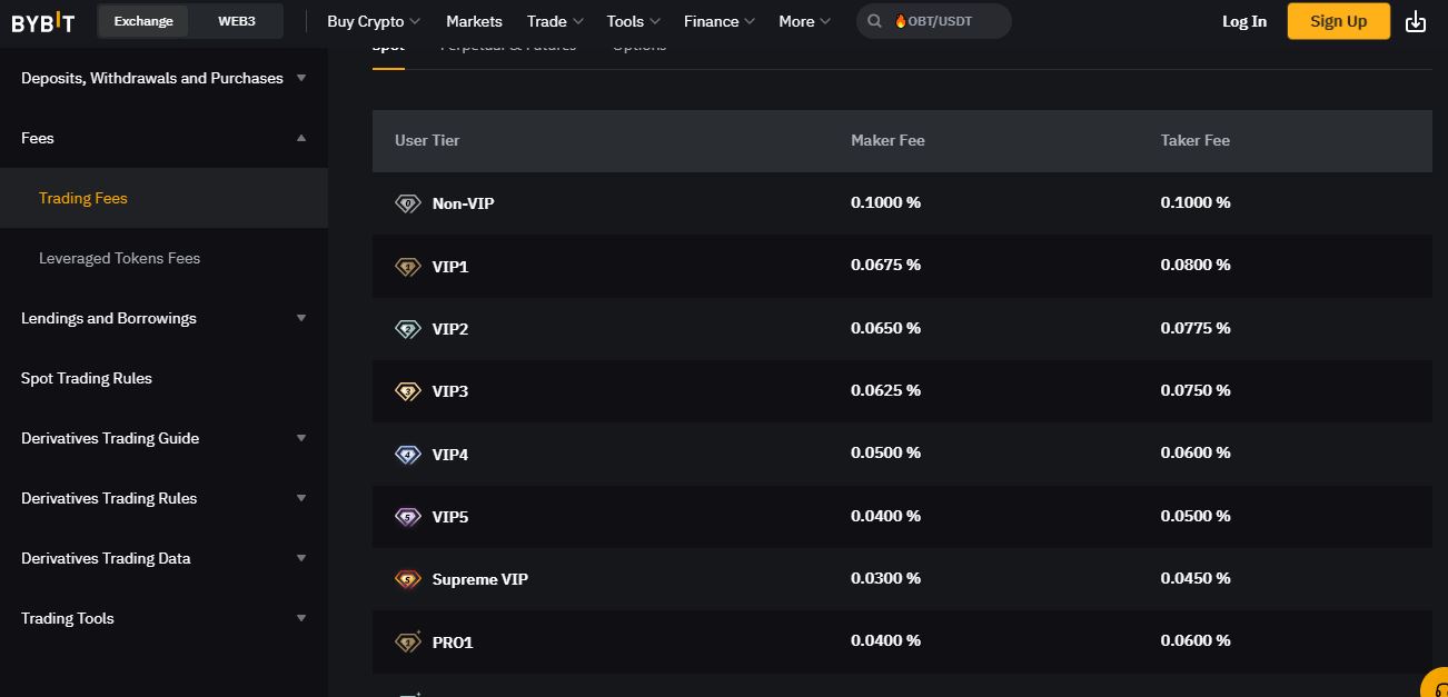 bybit fees and deposit dashboard 