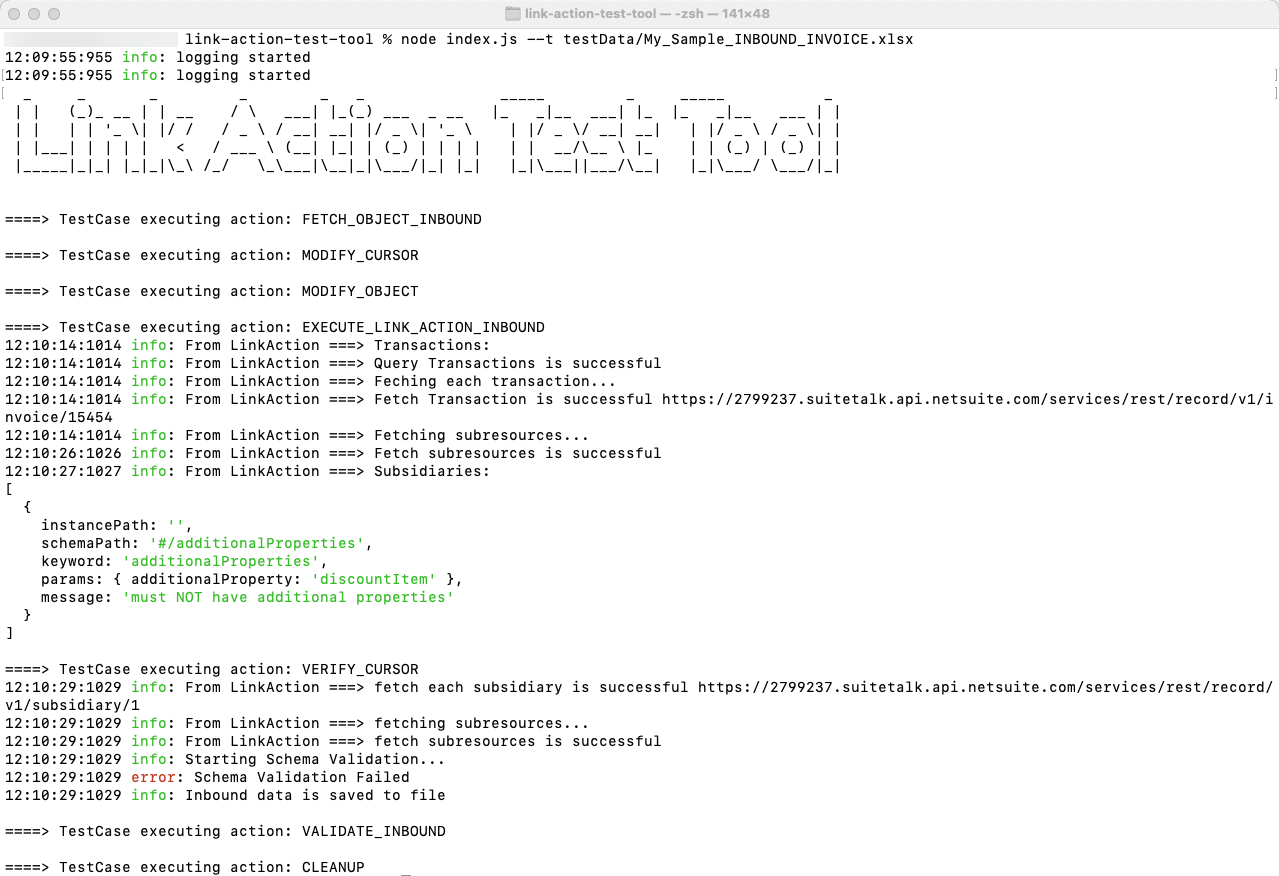 sample test tool output