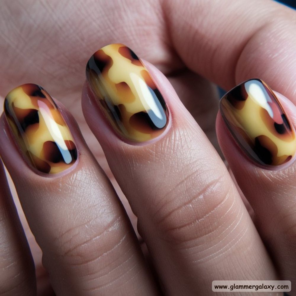 Korean fall nails having Timeless Tortoise Shell
