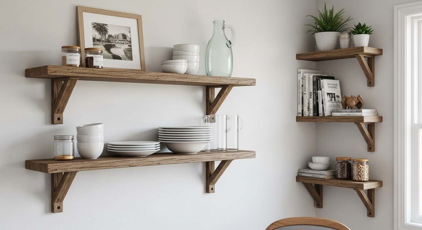 Wall-Mounted Rustic Shelves