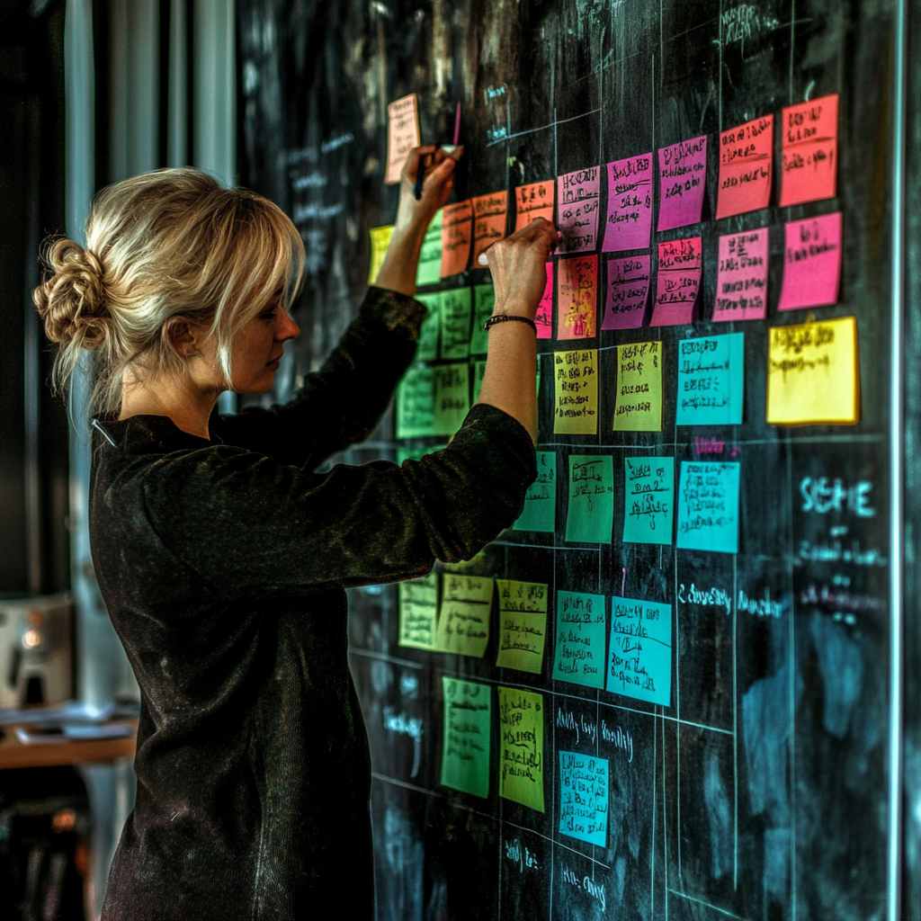 HR leader demonstrating a color-coded board referencing the Big Five traits, showcasing how they align with leadership and team-building programs.