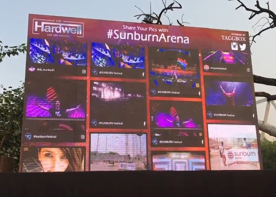 social media wall in music event