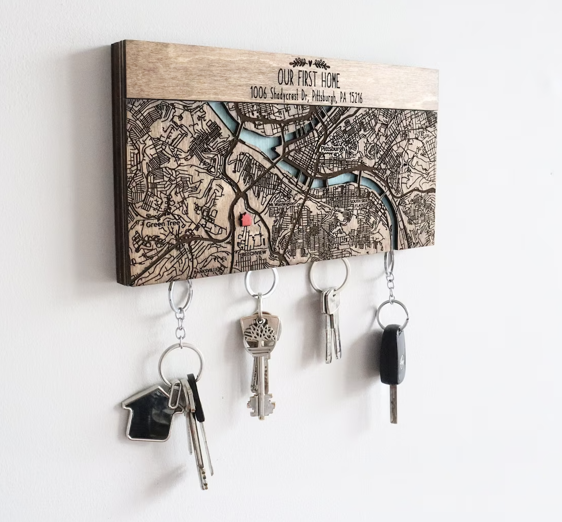 Personalized Map Location Key Holder