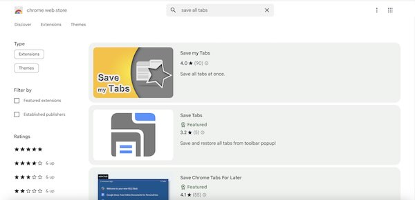 save all tabs Chrome extension