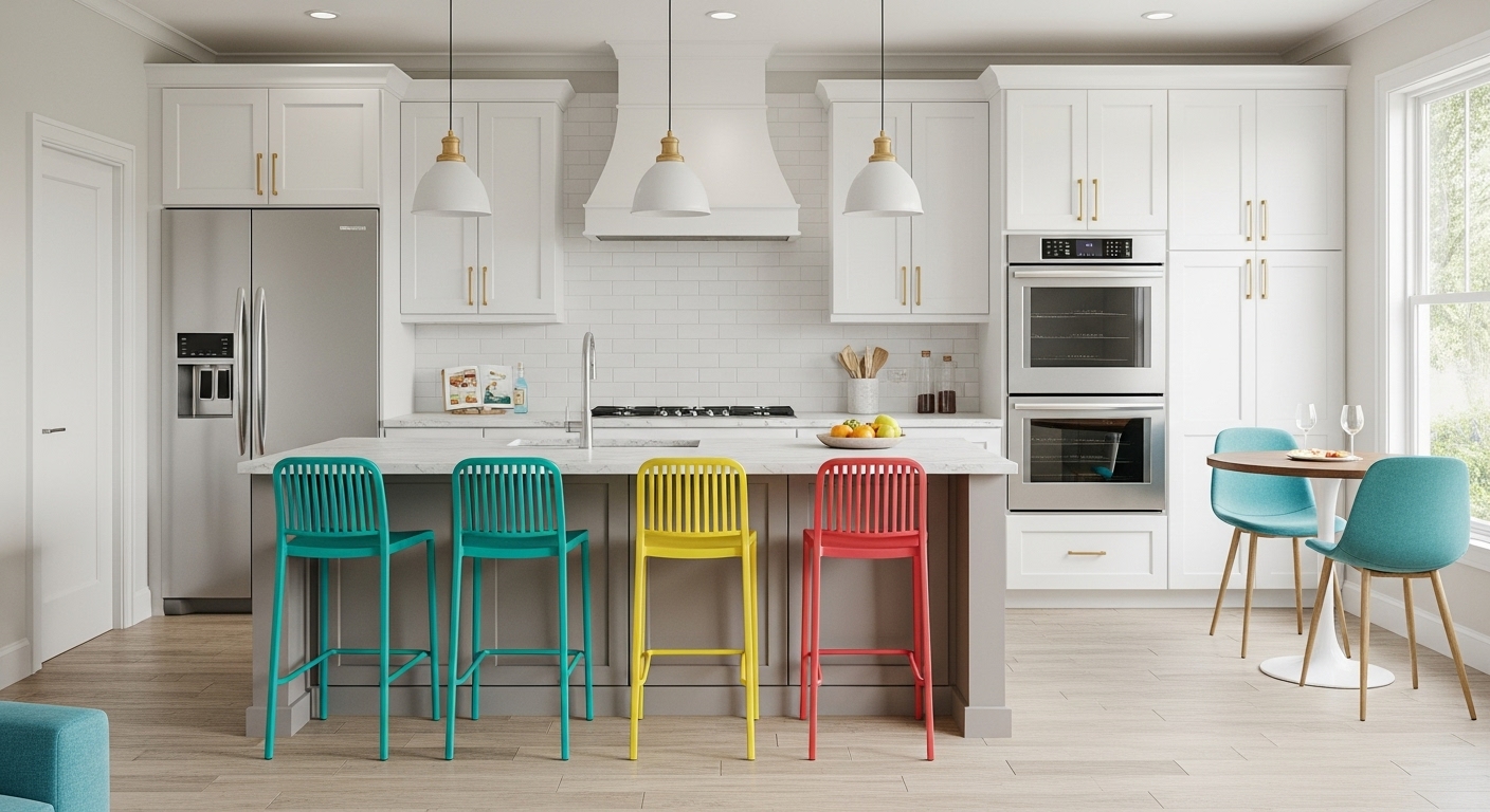 Pop with Teal Chairs in white theme