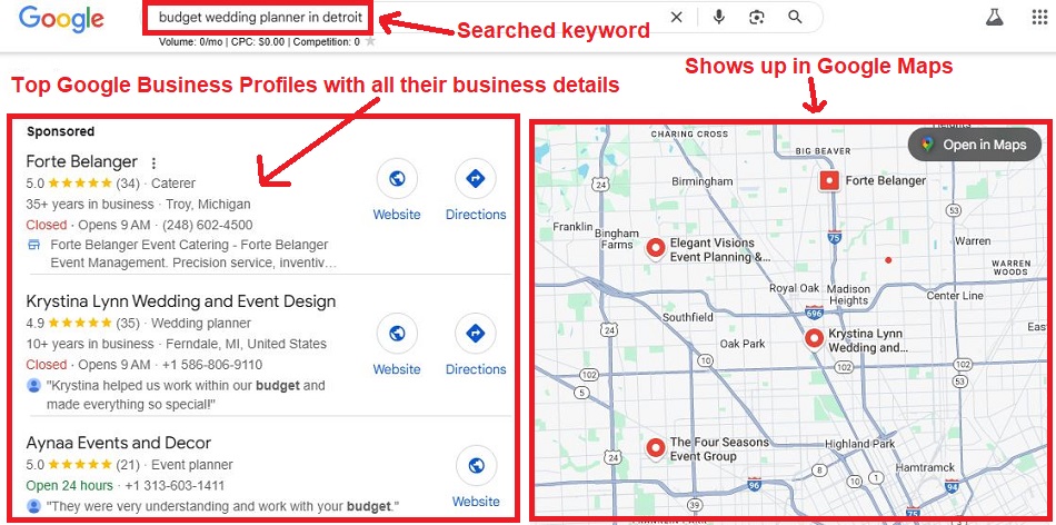 Google Local 3-Pack example