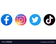 This  containan image of  four different social media logos on white background