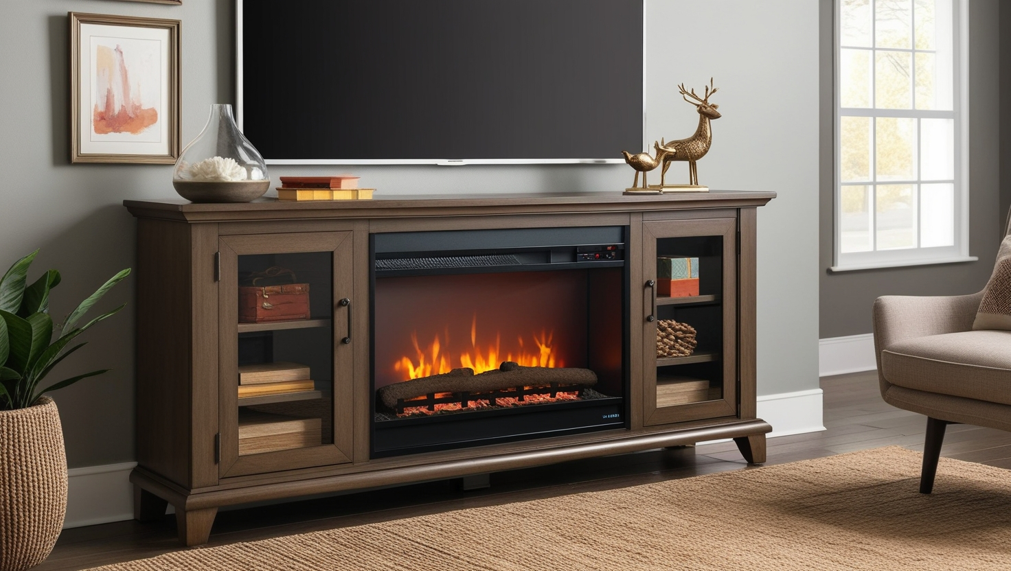  Entertainment Console with Fireplace