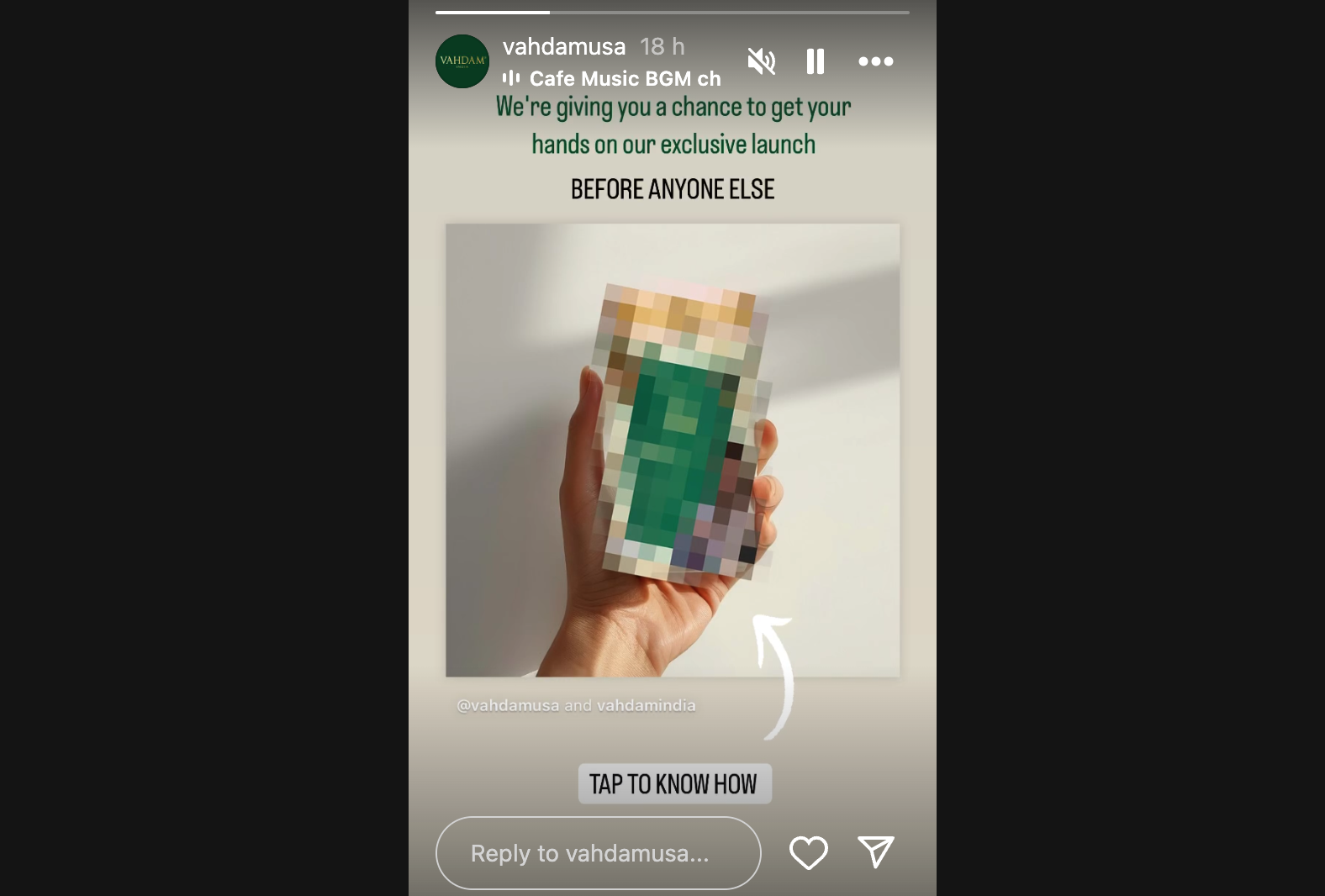 Image showing how Vahdam uses Instagram stories for their marketing strategy.