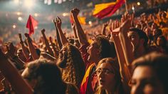 Joyful crowd cheering