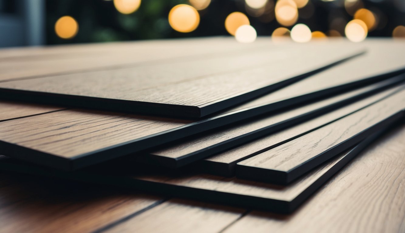 A close-up view of SPC flooring boards, showing the overall appearance and texture to illustrate the quality of the material