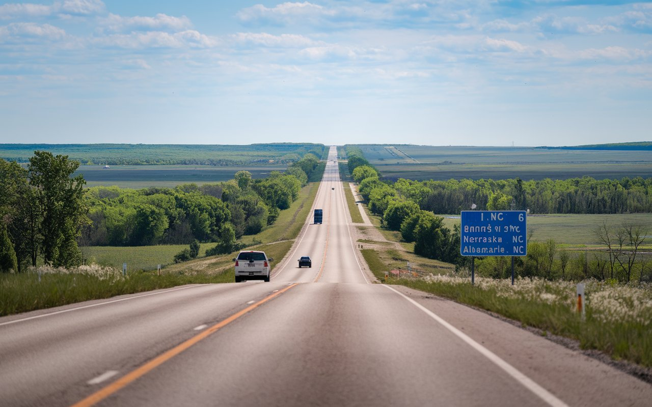 Distance from Bruning Nebraska to Albemarle NC