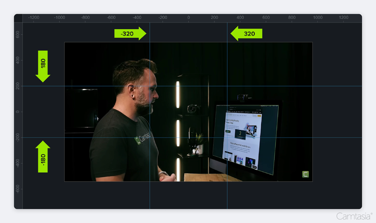 The grid lines adjusted in Camtasia.