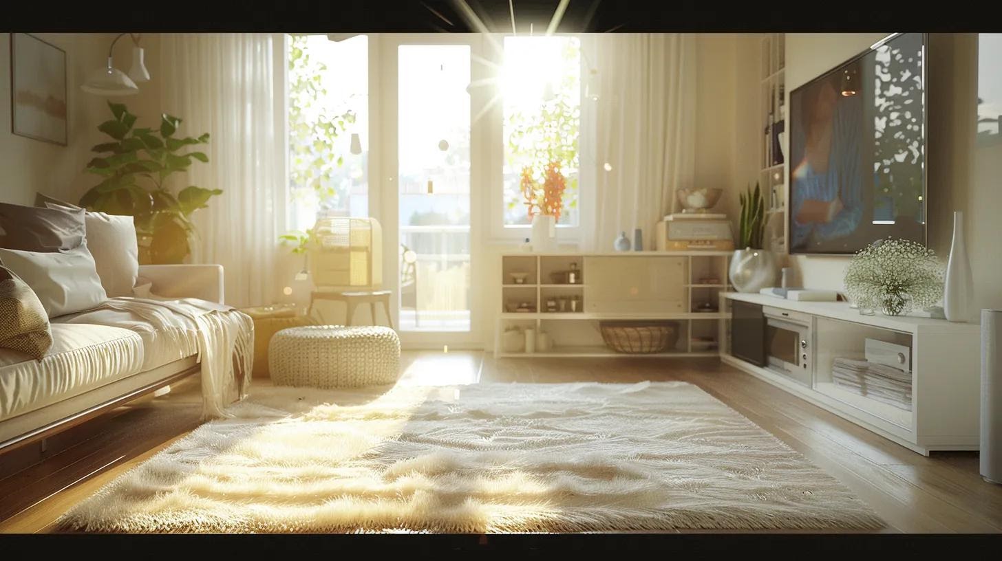a modern, organized living room showcases the benefits of a structured cleaning plan, featuring pristine surfaces, gleaming floors, and neatly arranged furnishings that reflect a lifestyle of cleanliness and efficiency.