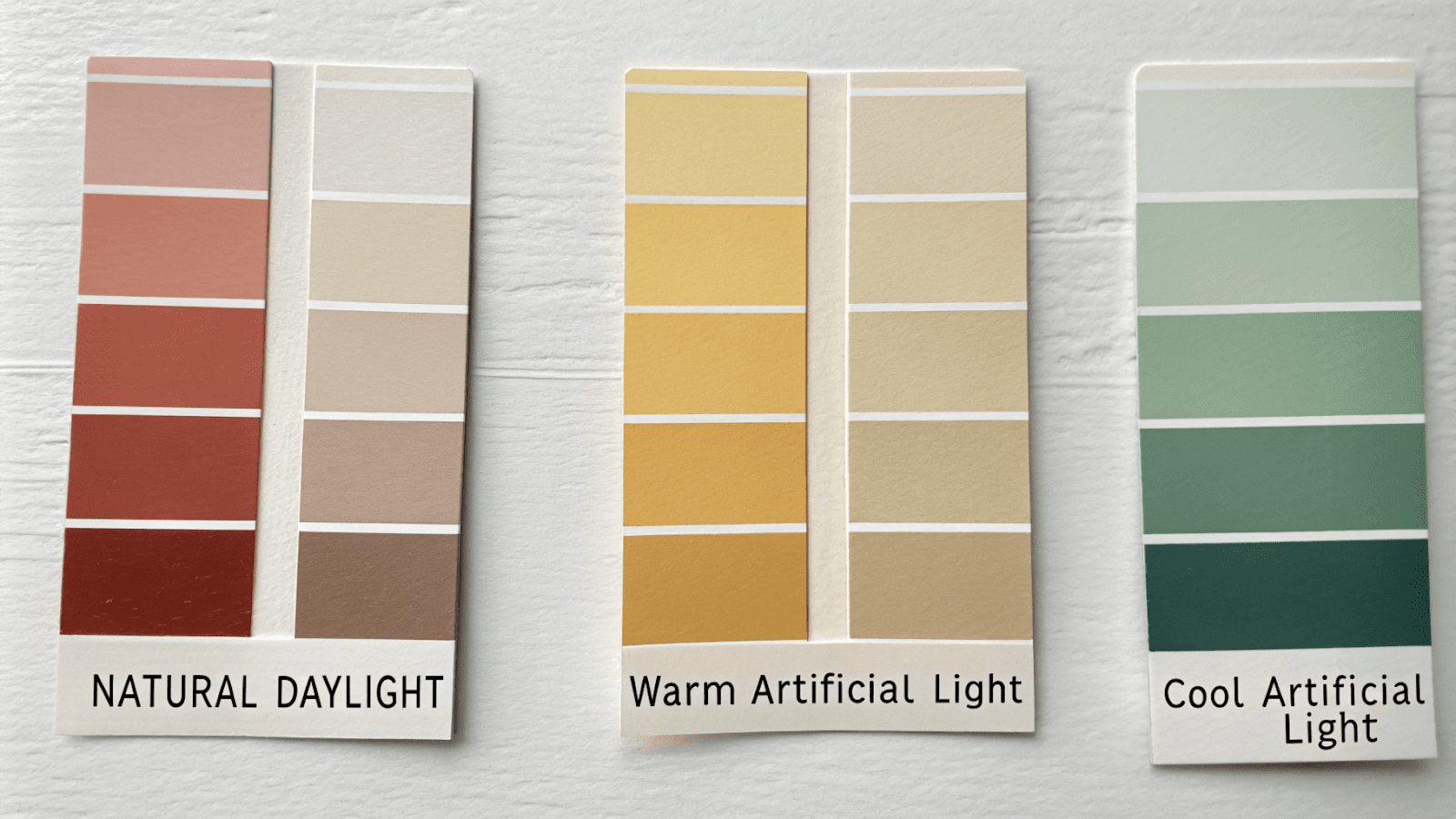 Paint swatch comparison in different lighting