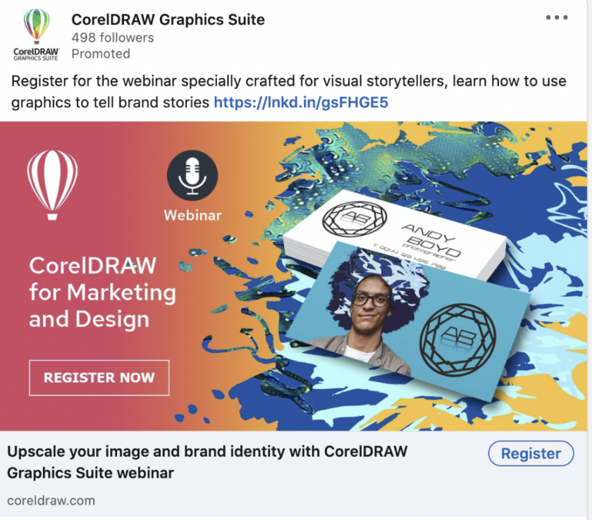 CorelDRAW’s LinkedIn Webinar Ad