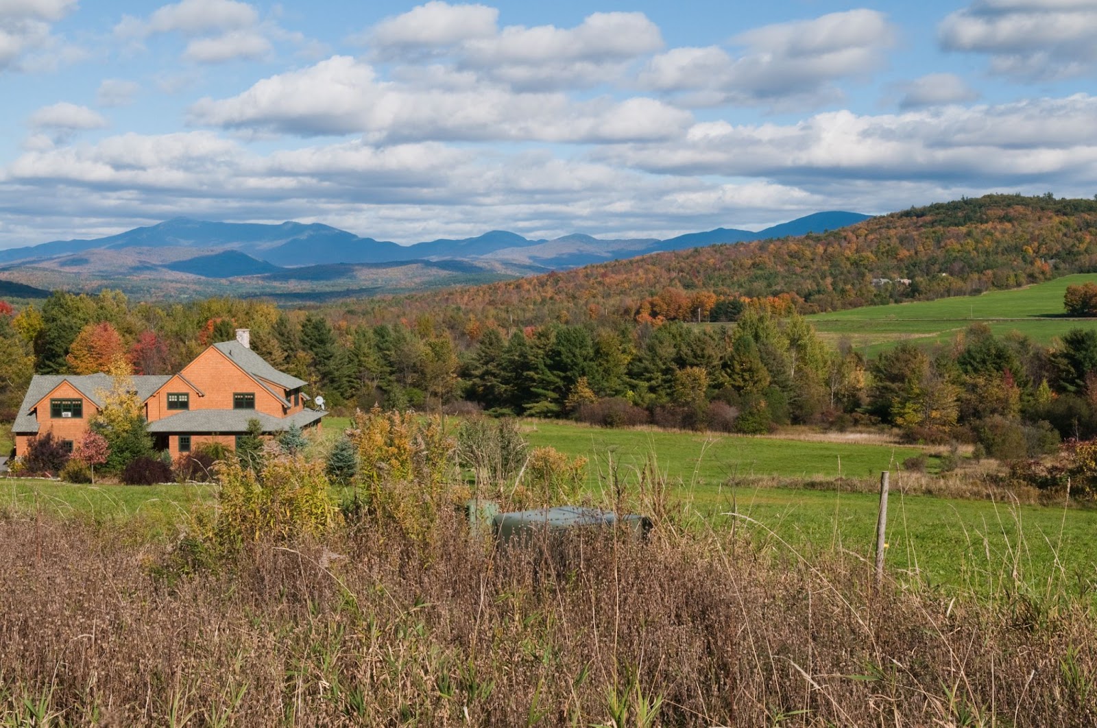 Fall foliage and view of mountains in Williston.