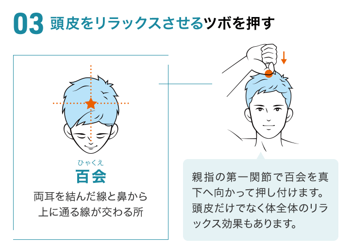 頭皮マッサージをする