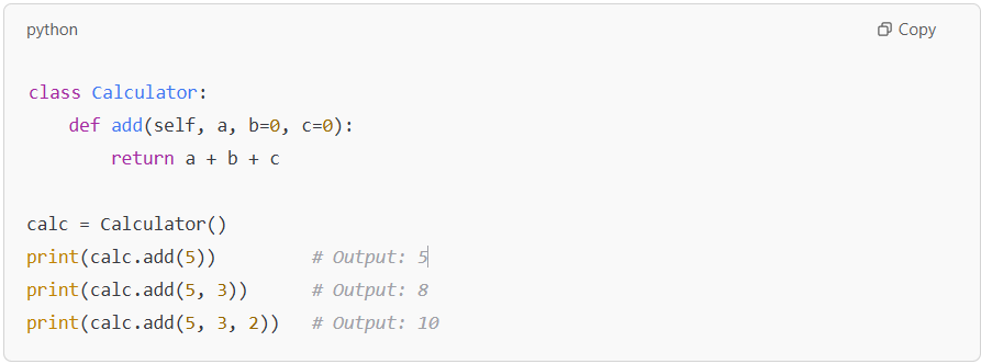  Calculator class with method overloading example.