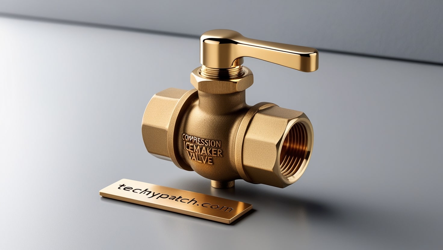 Brass Compression Icemaker Valve with Gold Lever