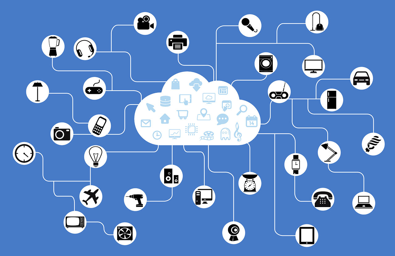 Illustration of various connected devices and icons forming a cloud network, representing the Internet of Things (IoT) and the importance of interconnected technology.