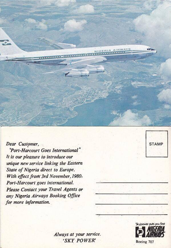 An old Nigeria Airways postcard from Sky Power