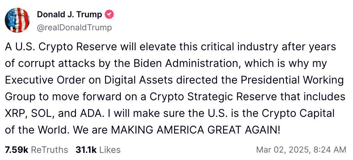 Donald J Trump U.S. Crypto Reserve