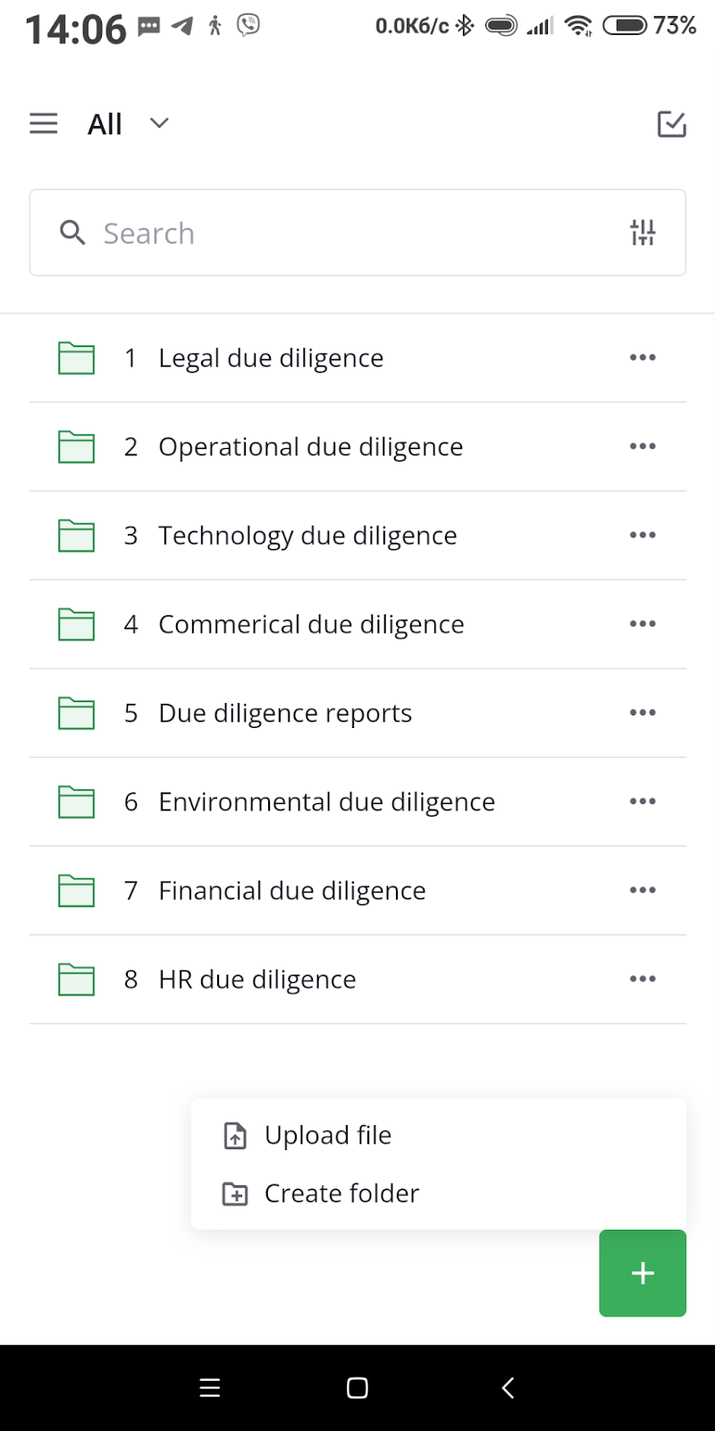 Upload documents: Mobile app view