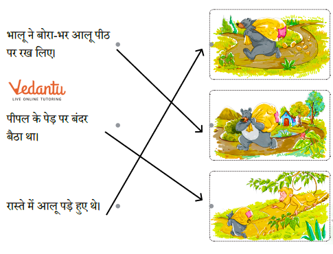 Answer for Connect the pictures given below with sentences