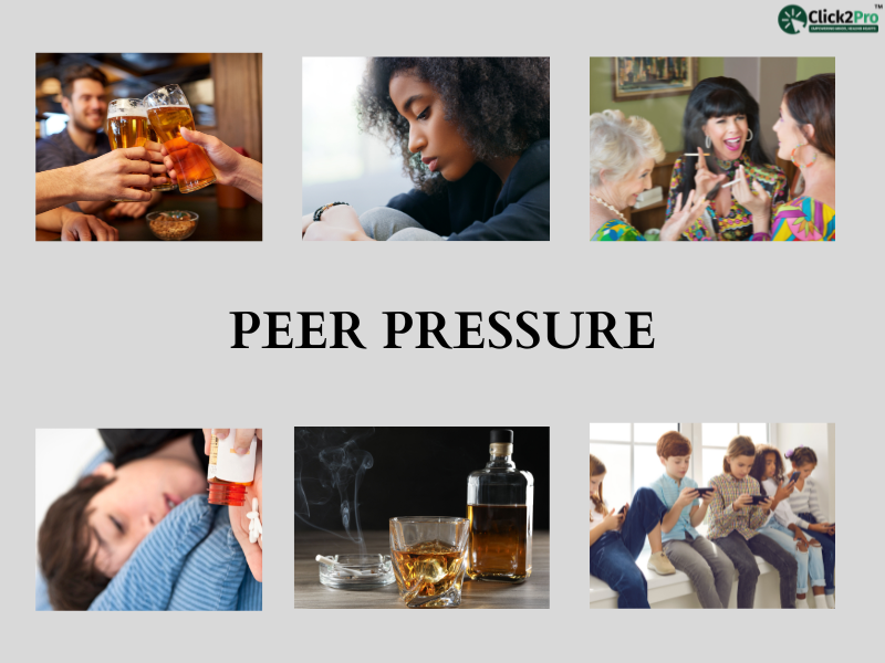 Various forms of peer pressure influencing behaviors, emotions, and mental health in different age groups.