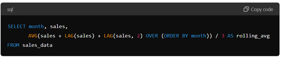 SQL query showing the use of LAG and LEAD together. 