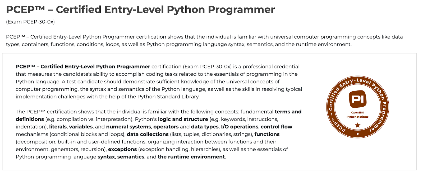 Python Institute's PCEP Certification