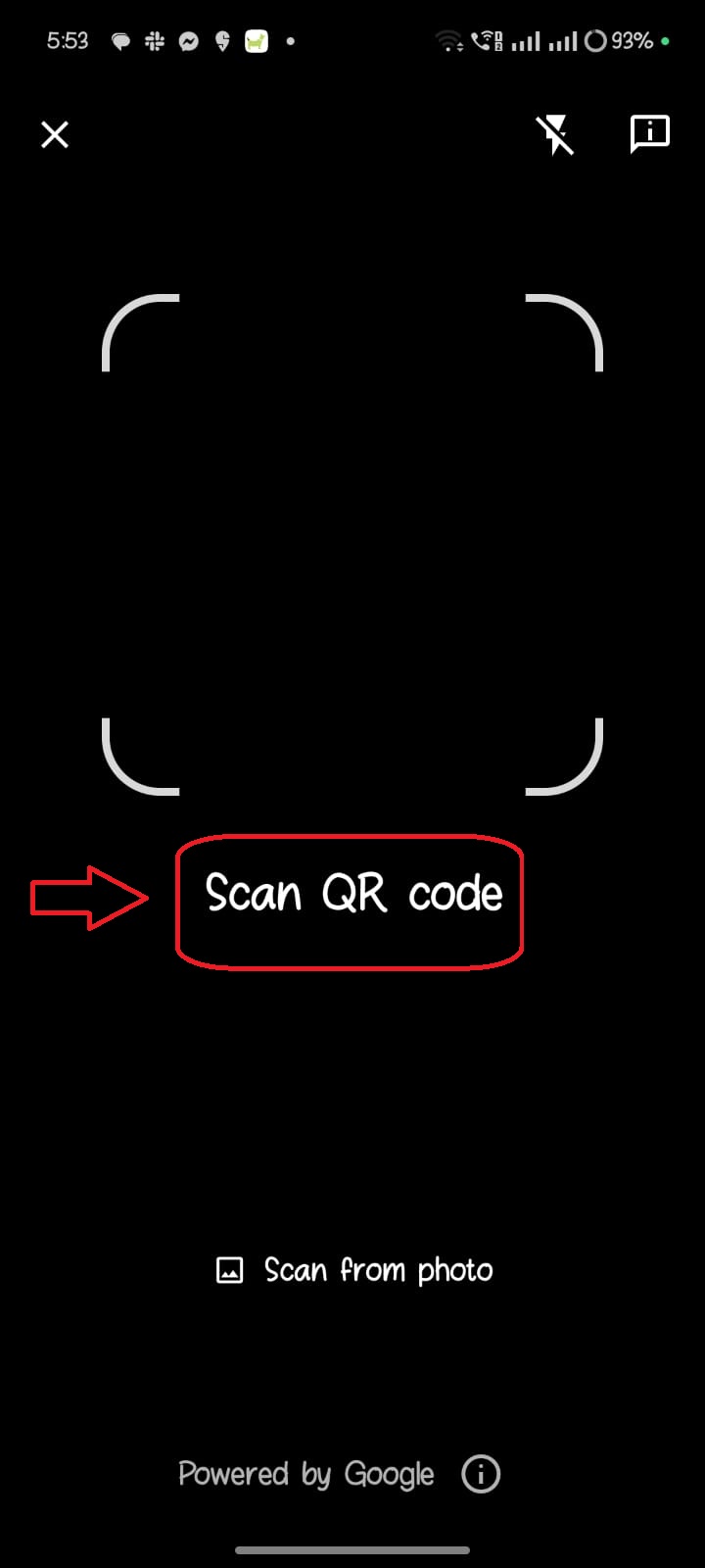 Alt  - Scanning a QR code on an Android device