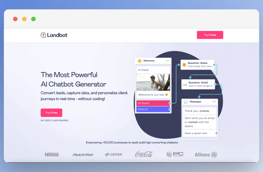 Landbot lead gen chatbot