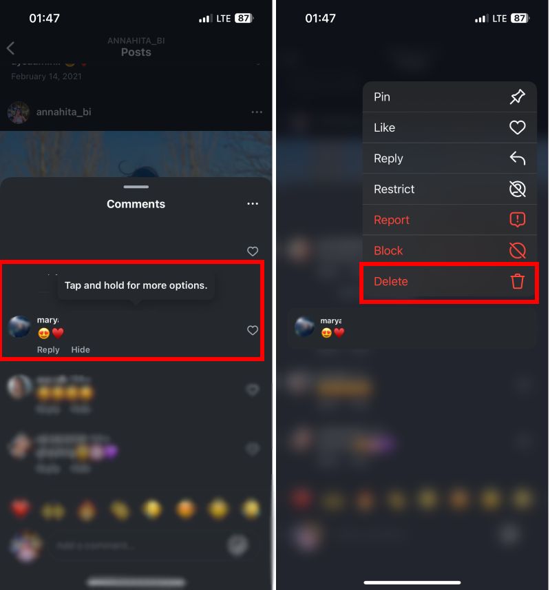 Delete Someone Else's Comment on Instagram