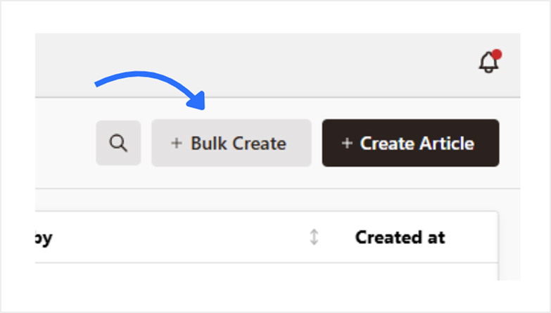 click on bulk create