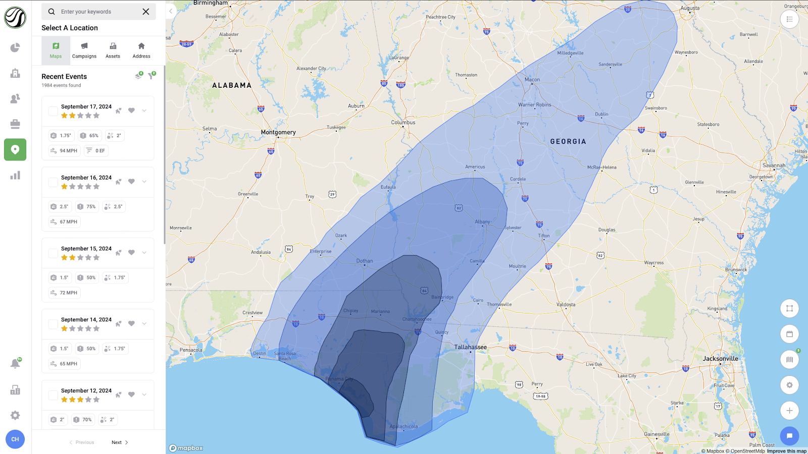 A Hurricane Is Coming! Wind map from HailTrace