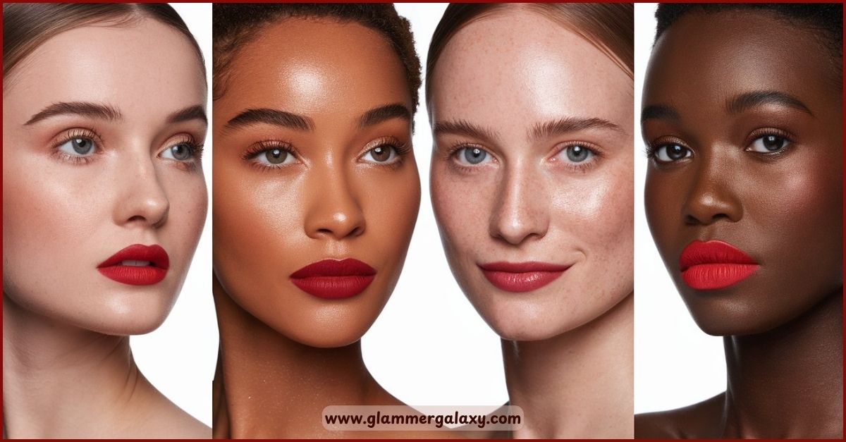 Multiple RED lipstick shades with “Finding Your Perfect Red” text