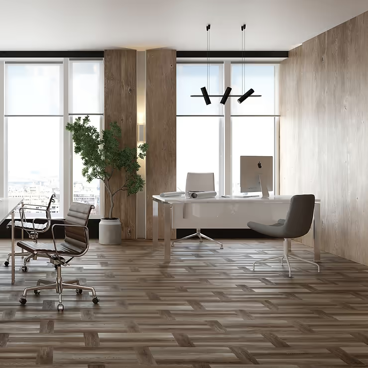 An office with Vinyl Tile Flooring Click Together flooring 