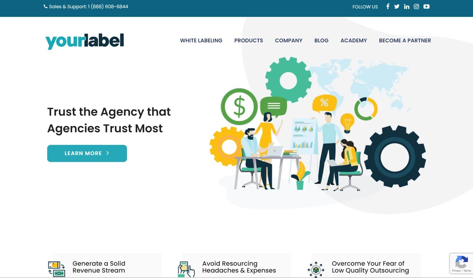 Screenshot of Yourlabel website