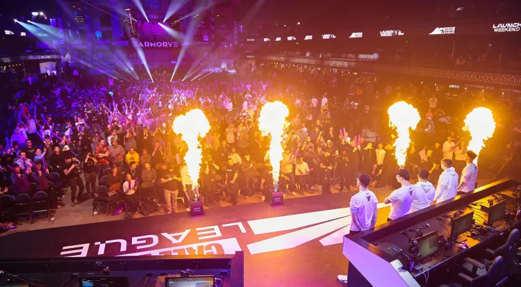 Call of Duty League 2020. Stage with fire and audience