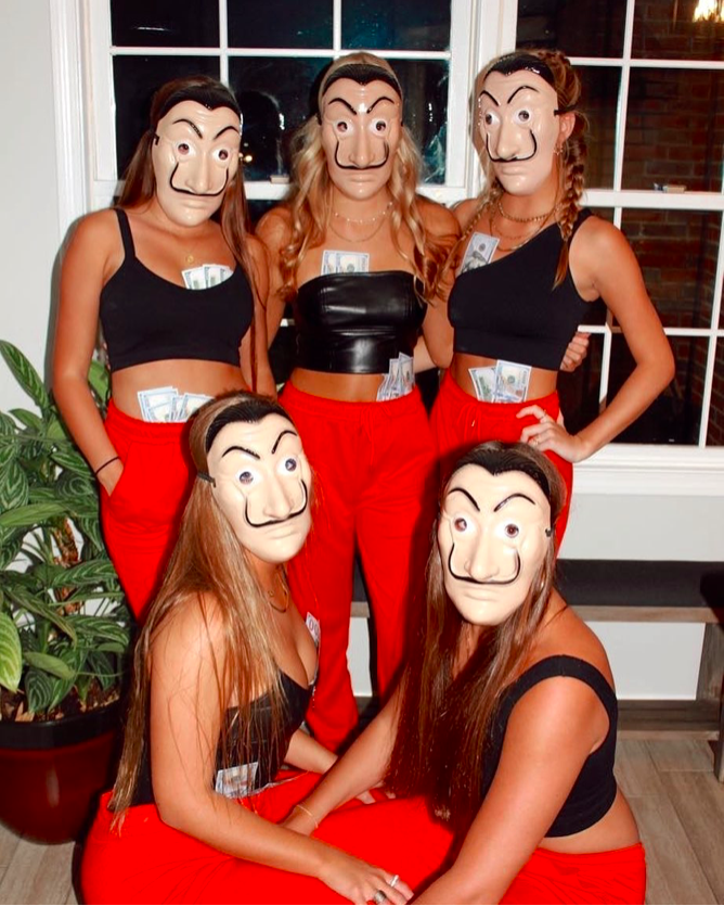 group halloween costumes, halloween costumes for a group, group costume ideas, group halloween costume ideas, group halloween ideas, college halloween costumes, Halloween costumes for women, money hiest costume