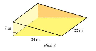 CHƯƠNG 3. HÌNH HỌC TRỰC QUAN CÁC HÌNH KHỐI TRONG THỰC TIỄNBÀI 4: DIỆN TÍCH XUNG QUANH VÀ THỂ TÍCH CỦA HÌNH LĂNG TRỤ ĐỨNG TAM GIÁC, HÌNH LĂNG TRỤ ĐỨNG TỨ GIÁC1. DIỆN TÍCH XUNG QUANH CỦA HÌNH LĂNG TRỤ ĐỨNG Bài 1: Hãy quan sát lăng trụ đứng tam giác (Hình 1) và thực hiện các yêu cầu sau:a) Tính tổng diện tích ba mặt bên của hình lăng trụ đứng.b) Gọi Cđáy là chu vi đáy và h là chiều cao của hình lăng trụ, tính Cđáy .h.c)  So sánh kết quả của câu a và câu b. Đáp án chuẩn: a) 31,5 (cm2)b) 31,5 (cm3)c) Giống nhauThực hành 1: Tính diện tích xung quanh của lăng trụ đứng có đáy là hình thang được cho trong hình 2. Đáp án chuẩn: 120 (cm2)2. THỂ TÍCH CỦA HÌNH LĂNG TRỤ ĐỨNGBài 2: Cho hình hộp chữ nhật với kích thước như Hình 3a. Hình hộp này được cắt đi một nửa để có hình lăng trụ đứng như ở Hình 3b.a) Tính thể tích của hình hộp chữ nhật.b) Dự đoán thể tích của hình lăng trụ đứng tam giác dựa vào thể tích hình hộp chữ nhật ở câu a.c) Gọi Sđáy là diện tích mặt đáy và h là chiều cao của hình lăng trụ tam giác. Hãy tính Sđáy . hd) So sánh Sđáy . h và kết quả dự đoán ở câu b. Đáp án chuẩn: a) 72 (cm3)b) Bằng một nửa thể tích hình hộp chữ nhật ở câu a.c) 36 (cm3)d) Như nhau.Thực hành 2: Tính diện tích xung quanh của một cột bê tông hình lăng trụ đứng có chiều cao 2 m và đáy là tam giác đều có cạnh 0,5 m (Hình 4). Đáp án chuẩn: 3 (m2)Thực hành 3: Tính thể tích hình lăng trụ đứng tứ giác có đáy là hình thang với kích thước cho trong Hình 5Đáp án chuẩn:312 (cm3)3. DIỆN TÍCH XUNG QUANH VÀ THỂ TÍCH CỦA MỘT SỐ HÌNH KHỐI TRONG THỰC TIỄNThực hành 4: Để làm cầu bắc qua một con kênh, người ta đúc một khối bê tông hình lăng trụ đứng tam giác có kích thước như Hình 8. Hãy tính thể tích khối bê tông.Đáp án chuẩn:1848 (m3)Vận dụng: Bạn Nam đã làm một chiếc hộp hình lăng trụ đứng với kích thước như Hình 9. Bạn ấy định sơn các mặt của chiếc hộp, trừ mặt bên dưới. Hãy tính diện tích cần sơn.Đáp án chuẩn:184 (cm2)BÀI TẬP